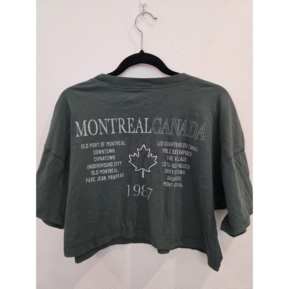 Aeropostale Montreal Cropped Tee Sz L Green White Boyfriend Style Streetwear - Picture 6 of 6